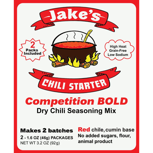 Competition BOLD, Dry Chili Seasoning Mix, 1.6 oz Packet (2 Count, 1 Box) Jake's Chili Starter