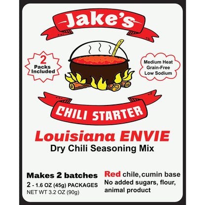Louisiana ENVIE, Dry Chili Seasoning Mix, 1.6 oz Packet (2 Count, 1 Box) Jake's Chili Starter